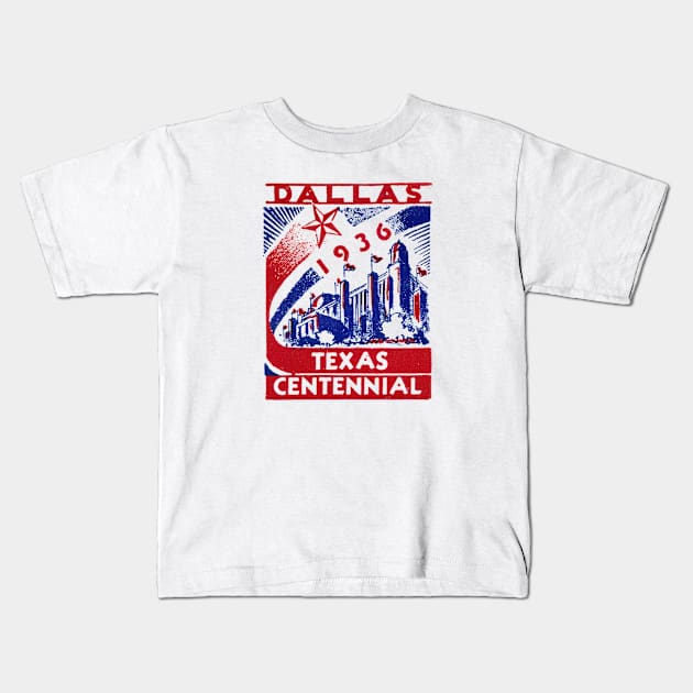 1936 Dallas Texas Centennial Kids T-Shirt by historicimage